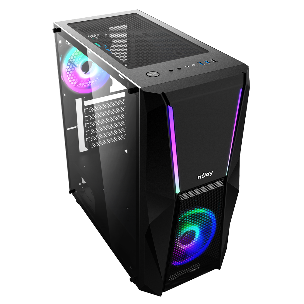 Carcasă PC NJOY Fort Mid Tower ATX Negru - Răcire Optimă - imagine 2