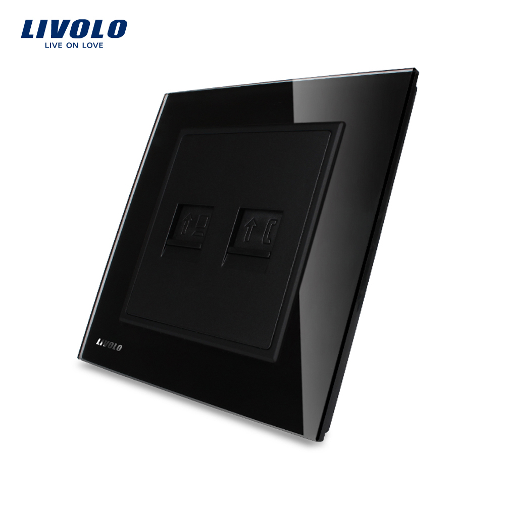 Priza Dubla Telefon+Internet Livolo Sticla - imagine 5