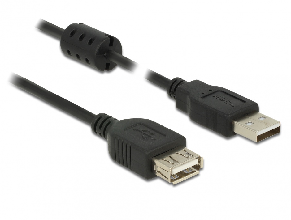Cablu prelungitor USB 2.0 Delock, 0.5m, Negru