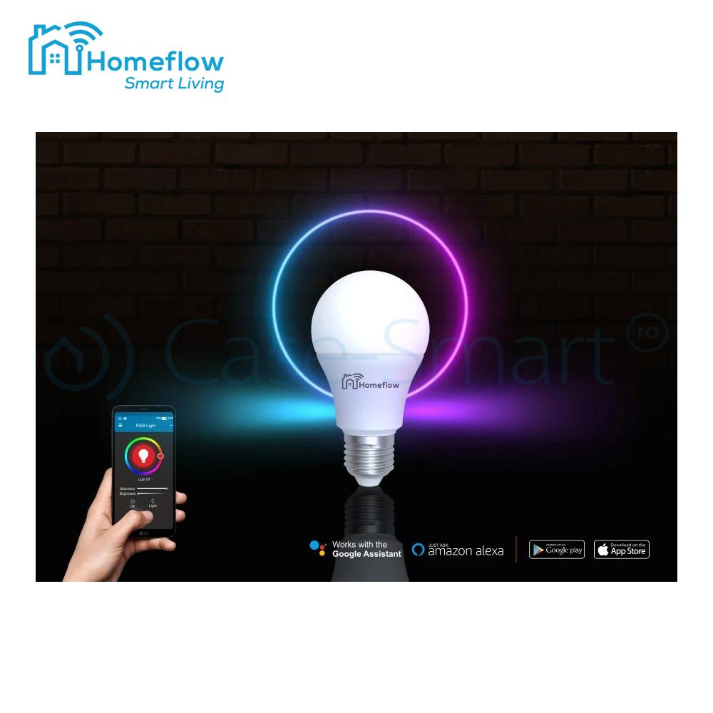 Bec LED RGB Homeflow E27 9W Smart WiFi - imagine 4