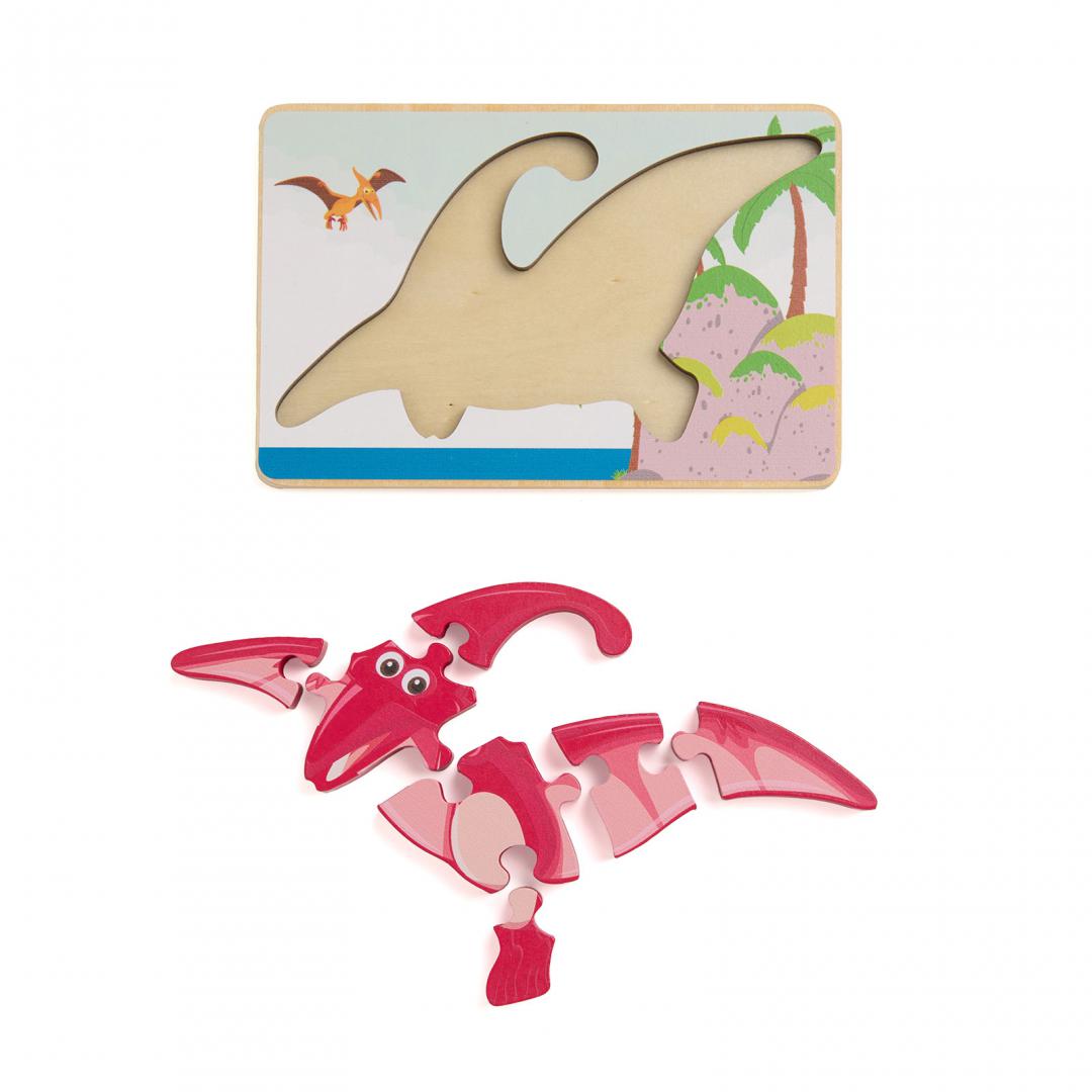 Puzzle Lemn Pterodactil 8 Piese | Joc Educativ Copii - imagine 2