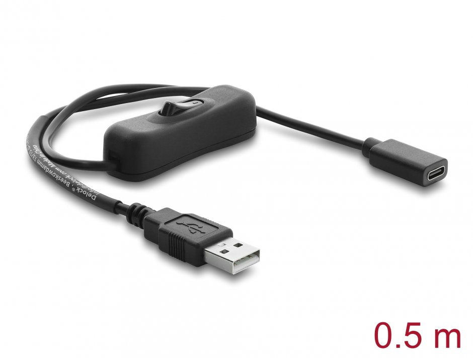 Cablu Delock 81658 USB-A/USB-C 0.5m cu Switch ON/OFF