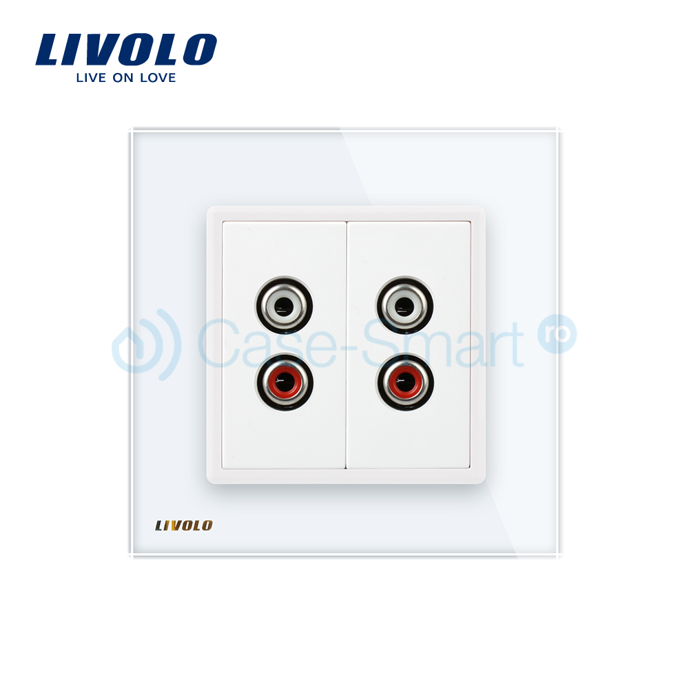 Priză Dublă Audio Livolo cu Ramă Sticlă - imagine 2