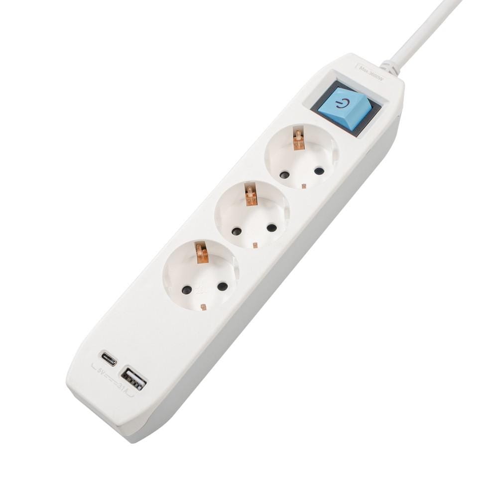 Prelungitor Spacer 3m cu USB și Type-C - 3500W, 3 Prize - imagine 6