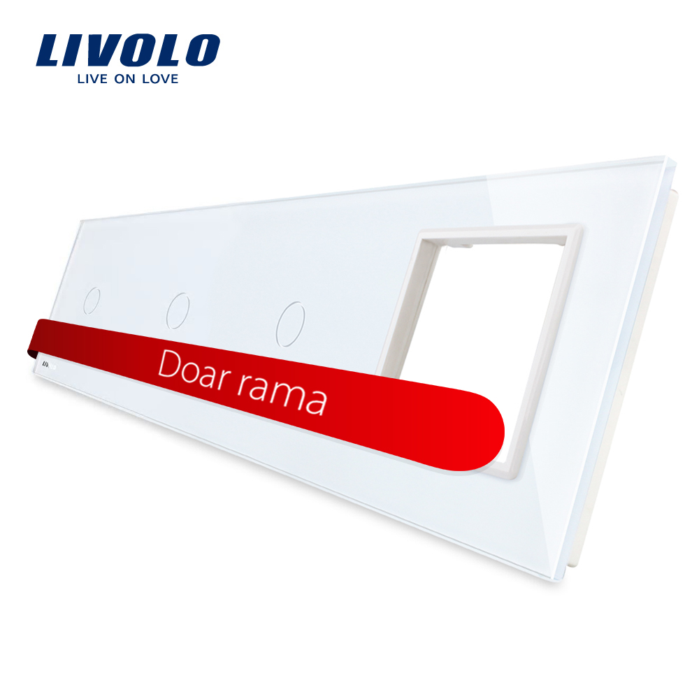 Panou Livolo 3 Touch + Priză, Sticlă Crystal