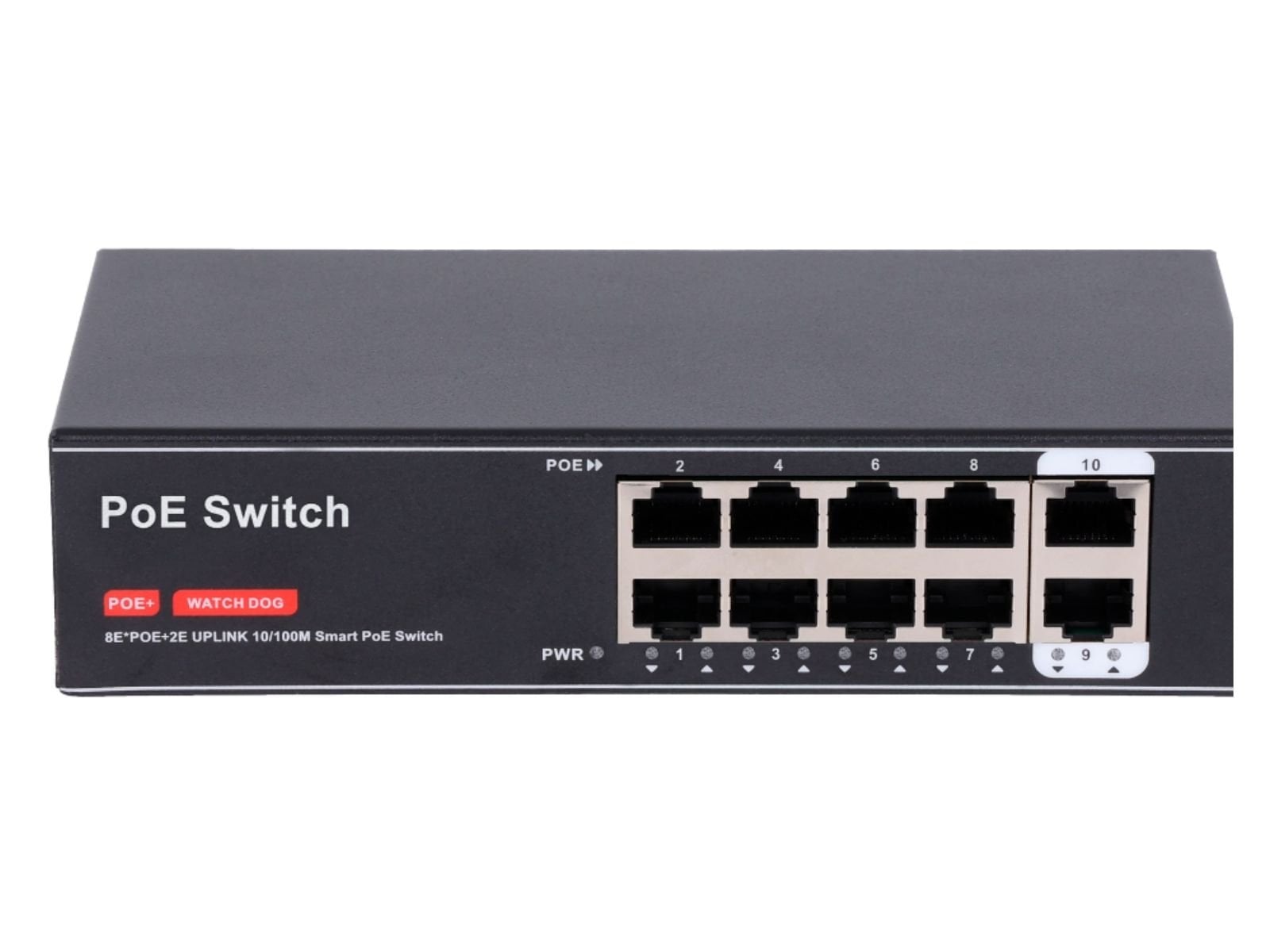 Switch PoE pentru supraveghere IP, 8 porturi PoE + 2 uplink, 10/100Mbps, IEEE 802.3 af/at, 100W total, usor de utilizat, SW8FE2FE-100W