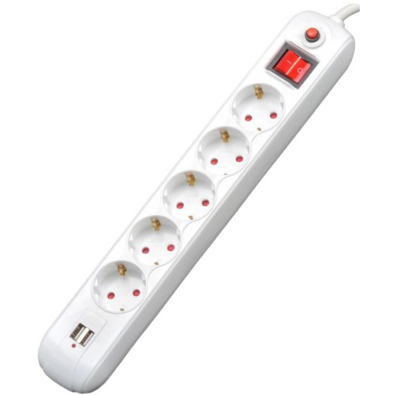 Prelungitor Spacer Schuko x5 16A, 1.8m, USB