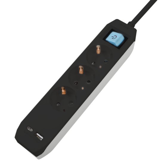 Prelungitor Spacer Schuko 3xUSB 3m
