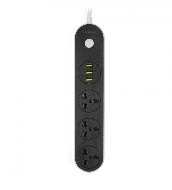Prelungitor OEM 3 Prize + 3 USB, Negru