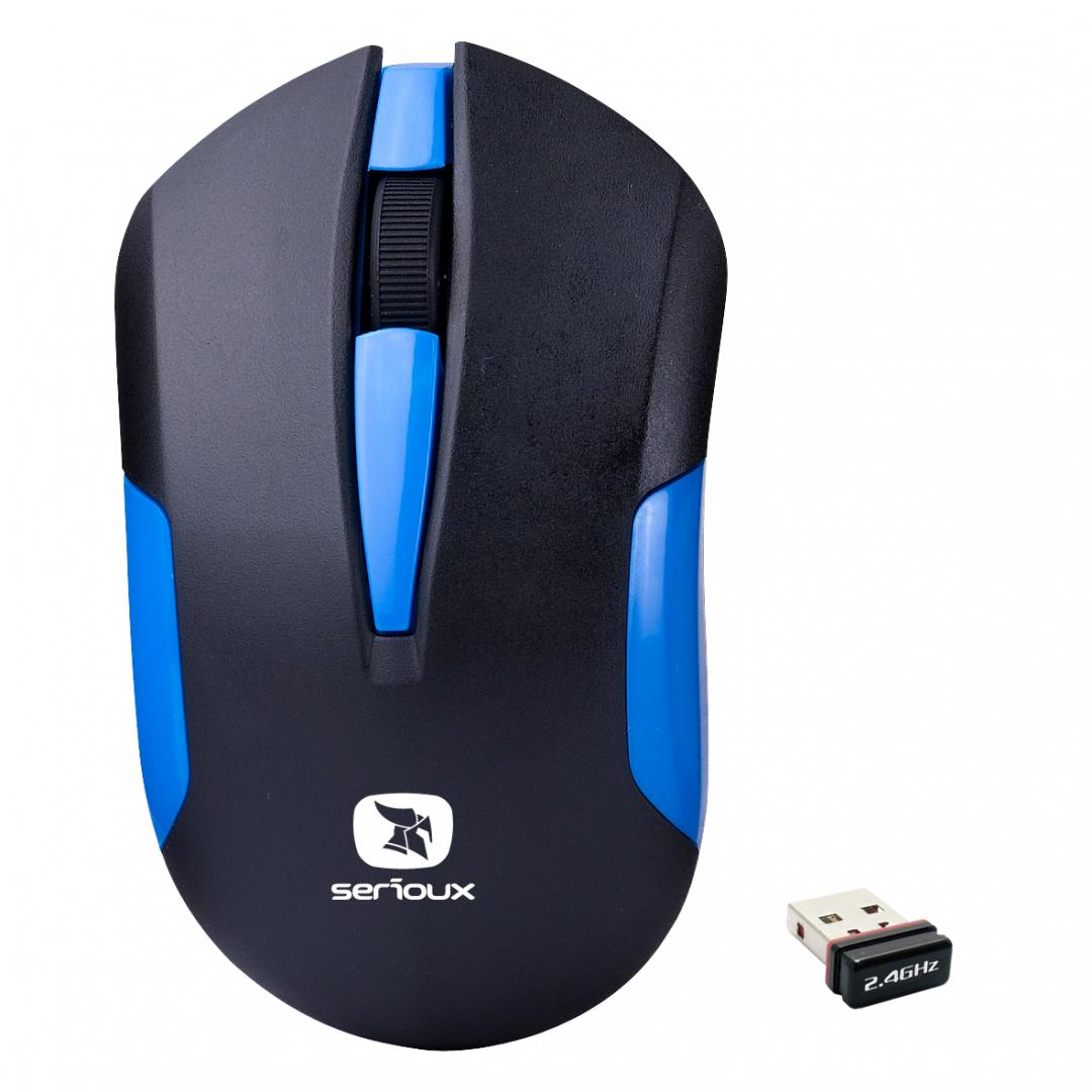 Mouse Wireless Serioux Drago 300, 1000DPI, Albastru - Nano Receptor