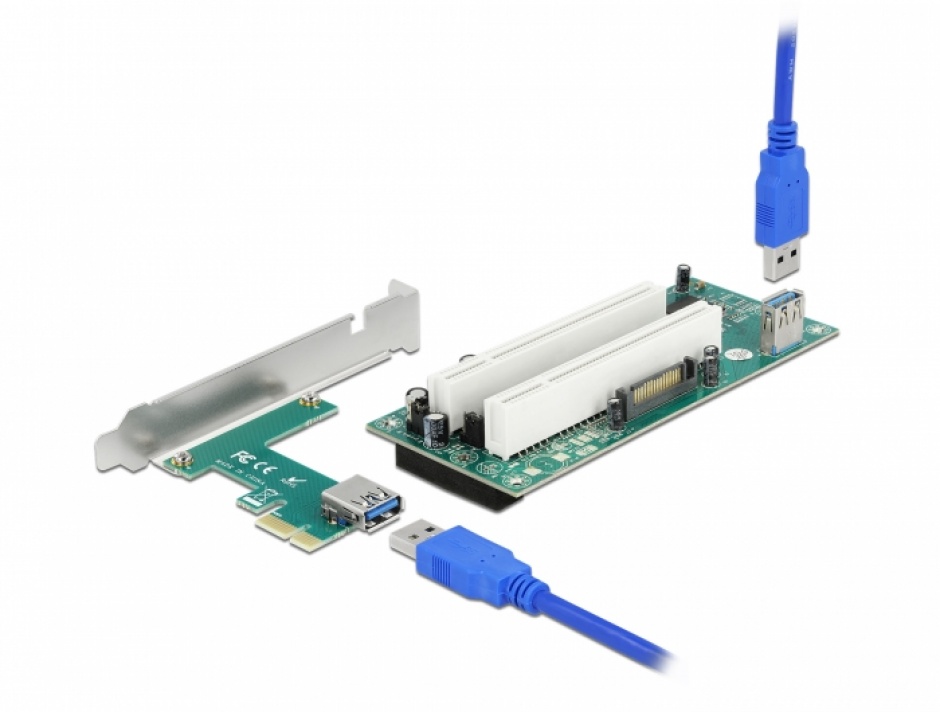 Riser Card Delock PCIe la 2x PCI 32-bit