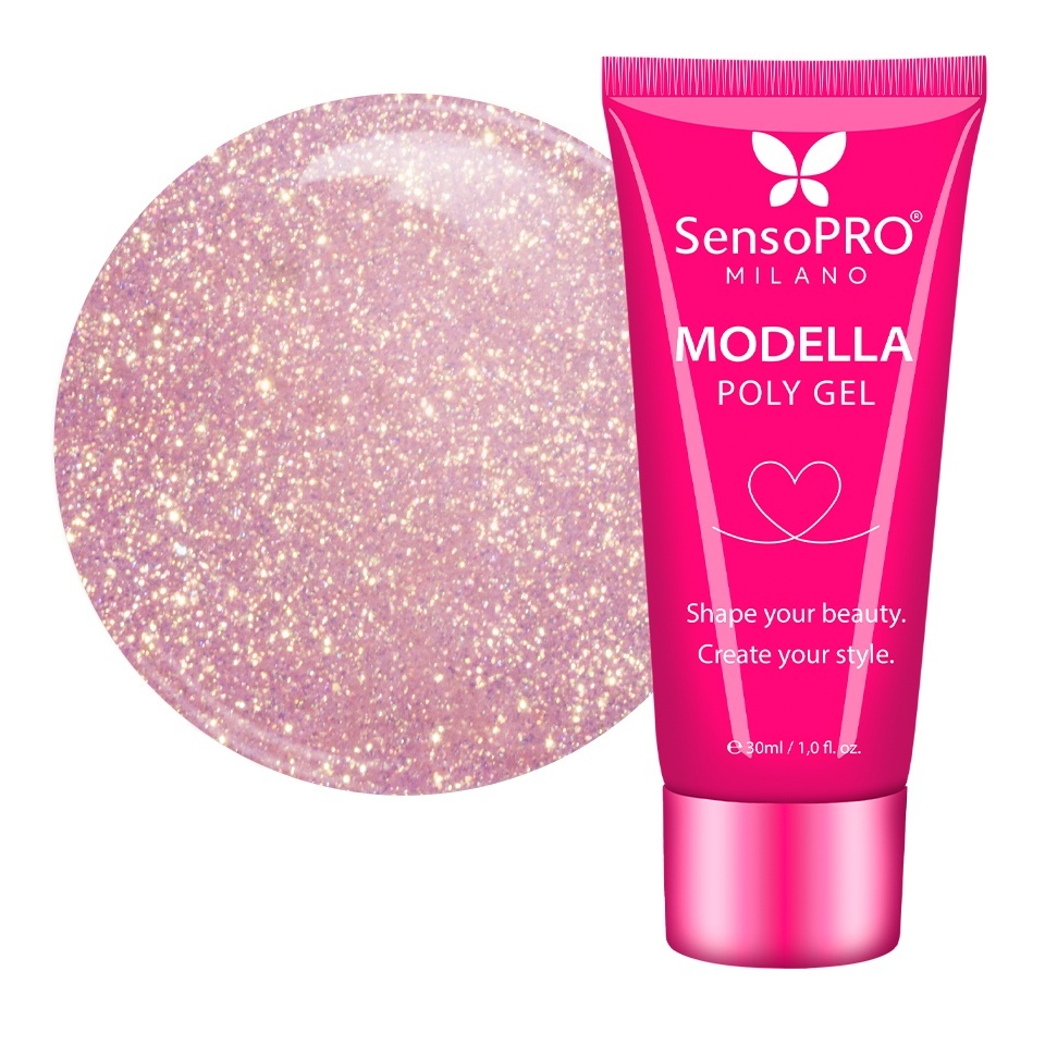 Polygel MODELLA SensoPRO Milano - Rose Gold Sheen, 30ml