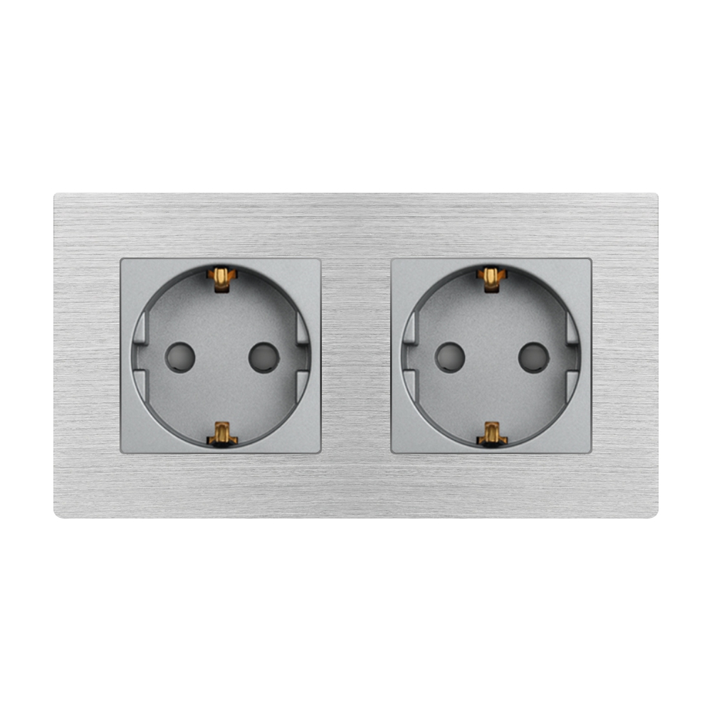 Priza Dubla LUXION, Rama Aluminiu, IP45, Protectie Copii - imagine 14