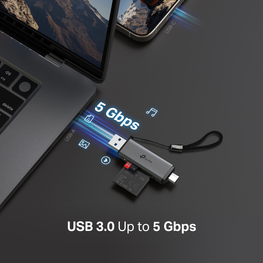 Cititor de carduri TP-LINK UA430D USB 3.0 Type-C și A SD microSD - imagine 4