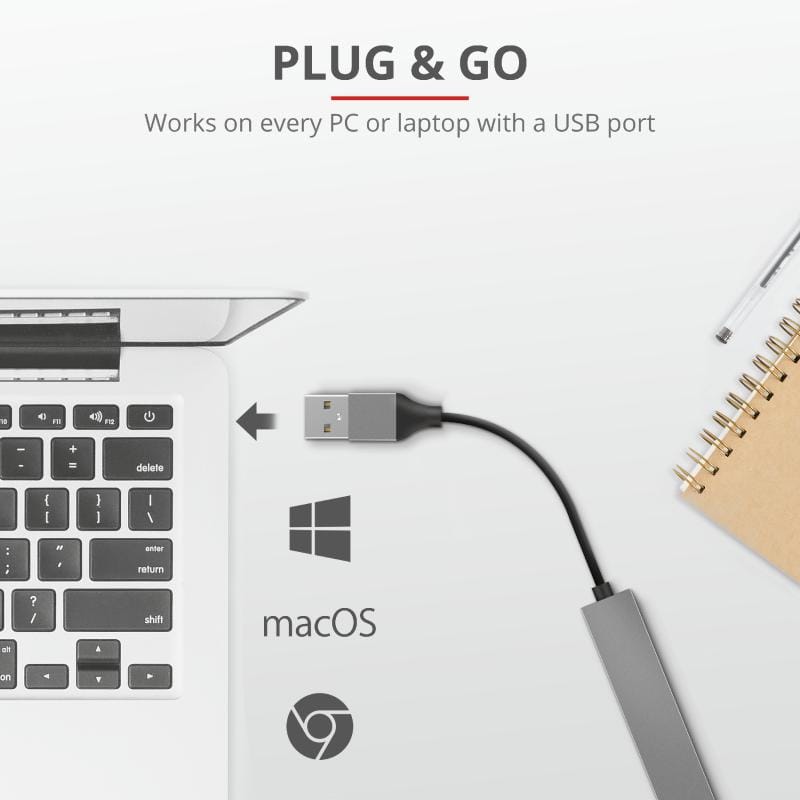 Hub USB Trust Halyx 4 Porturi Argintiu - Aluminiu Compact - imagine 7