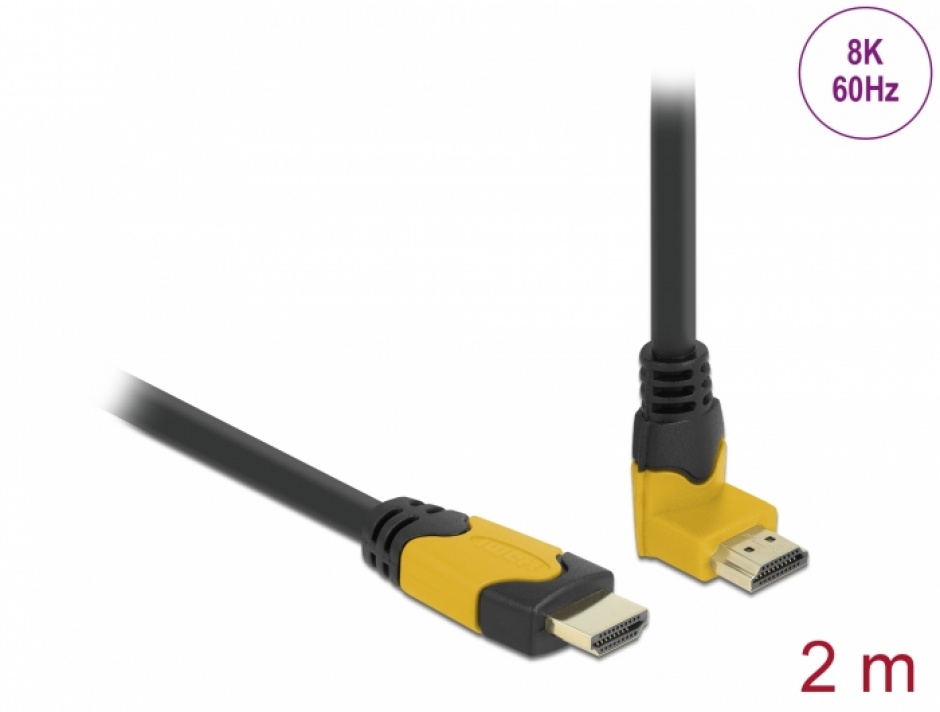 Cablu HDMI Delock 8K60Hz 2m, Unghi 90°
