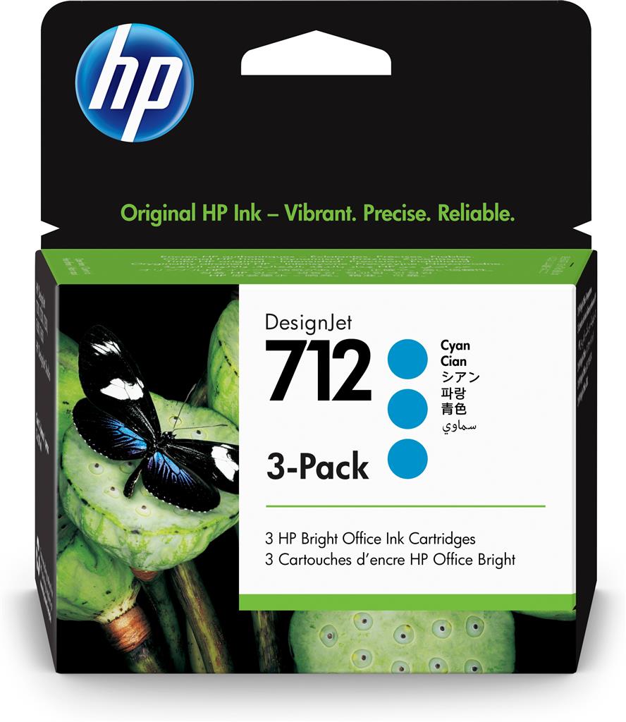 Tri-Pack Original HP Cyan nr.712 pentru DesignJet - 3 cartușe