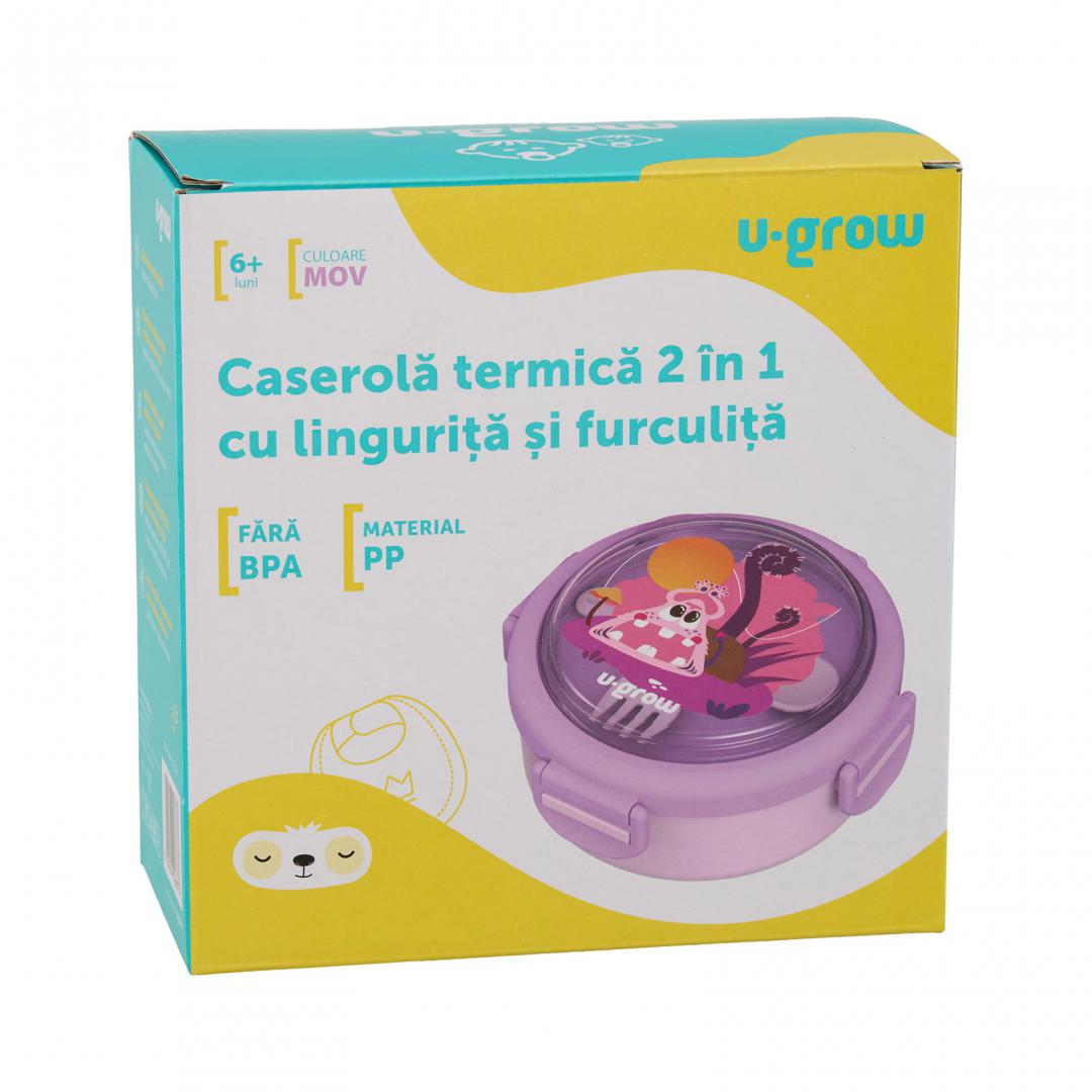 Caserolă Termică U-GROW Mov cu Linguriță și Furculiță - imagine 7