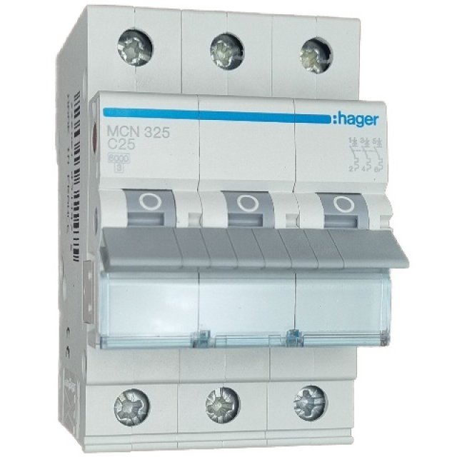 Siguranță Hager MCN325, 3P, 25A, Curba C