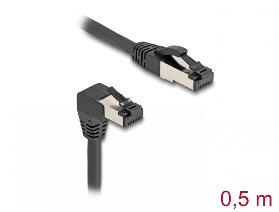 Cablu RJ45 Cat.8.1 Delock, 0.5m, Conector Unghiular
