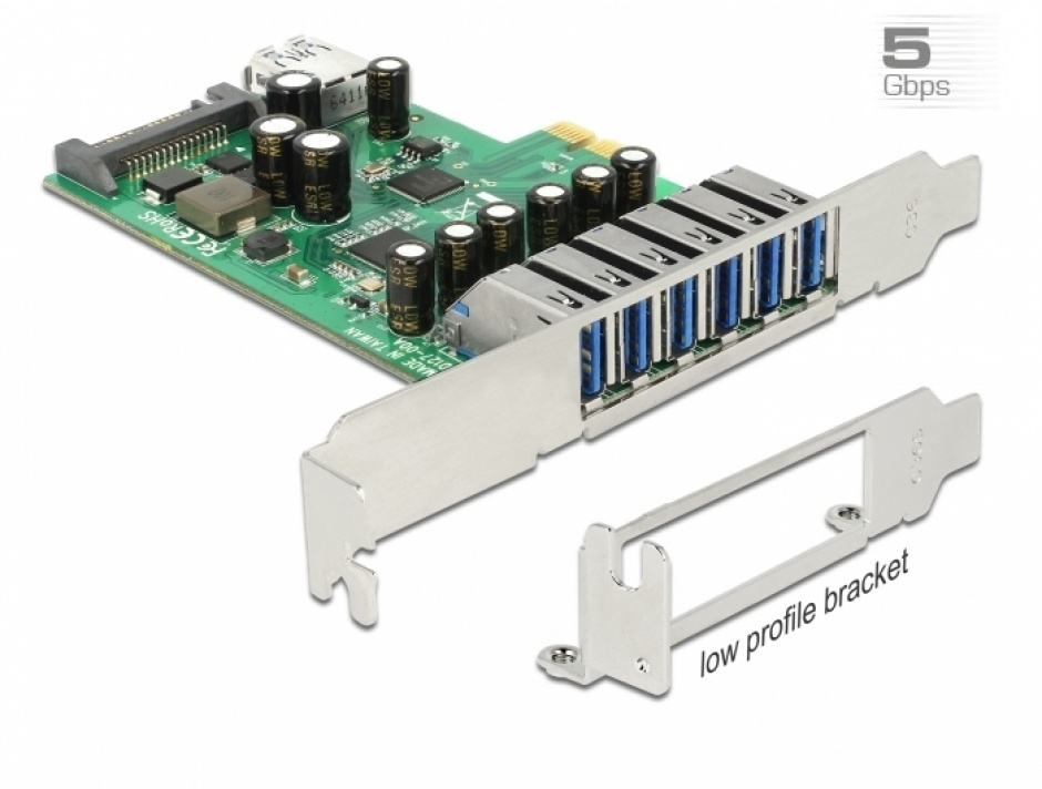 Placă PCI Express USB 3.0 Delock, 6+1 Porturi
