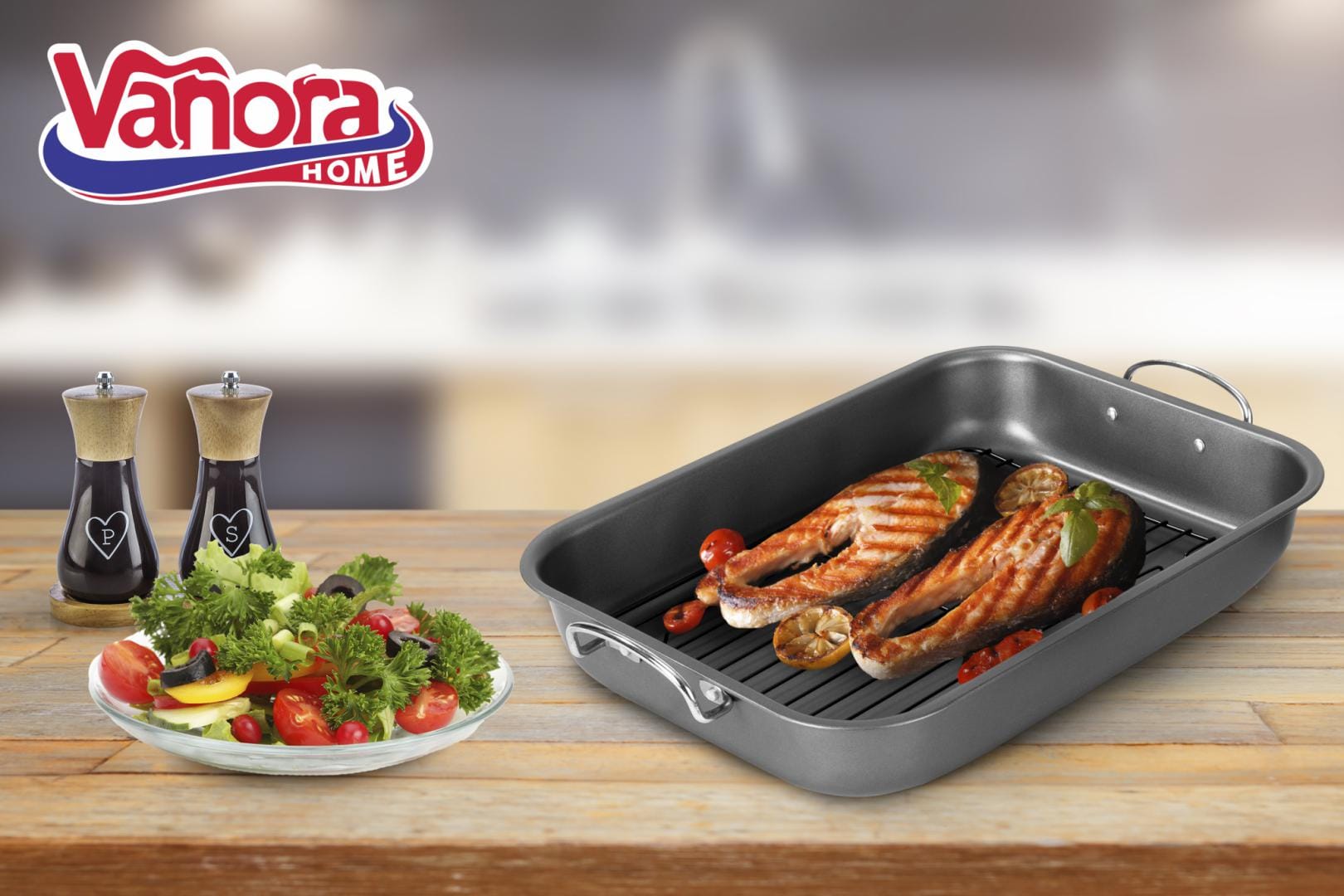 Tavă Cuptor cu Grill VANORA HOME 39x29x6 cm - Coacere Perfec - imagine 3
