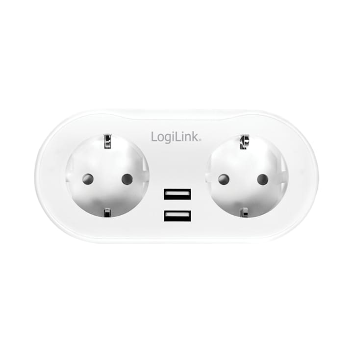 Priza Inteligenta LogiLink SH0102 - 2x Schuko, 2x USB, Wi-Fi, Alb - imagine 2