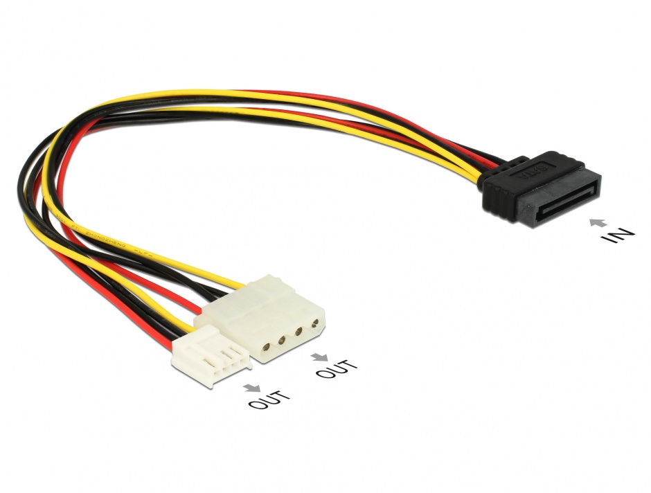 Cablu SATA la Molex + Floppy 30cm Delock 65227