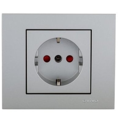 Priza Schuko Ovivo OV00128 16A cu protecție copii, argintiu