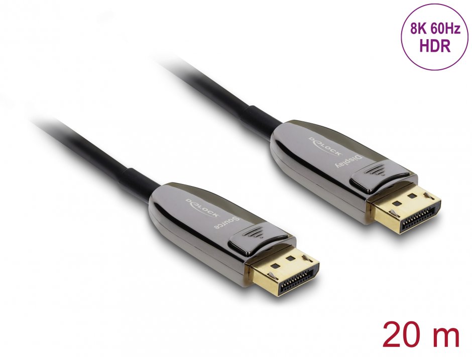 Cablu optic DisplayPort 8K60Hz Delock 15m, 40Gbps HDR