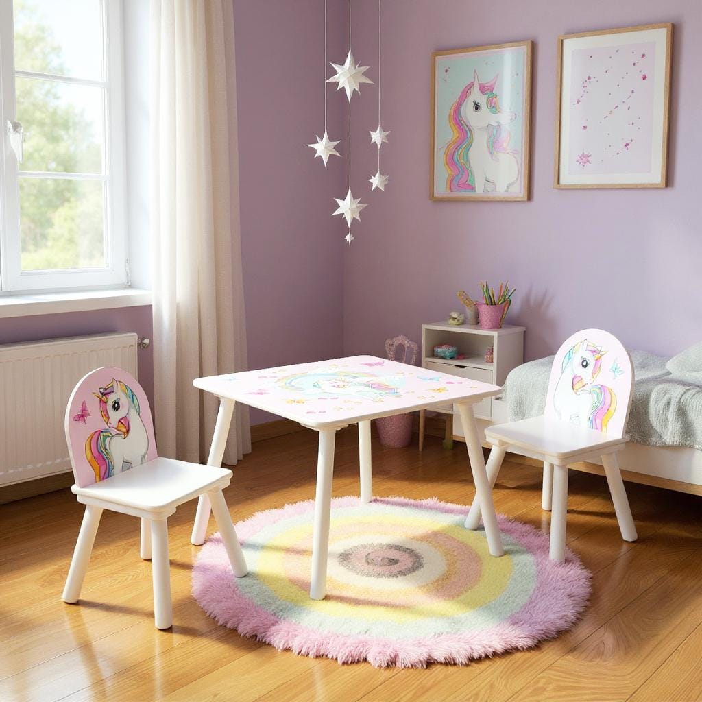 Set Birou și 2 Scaune Unicorns U-Grow - Pentru Creativitate - imagine 6