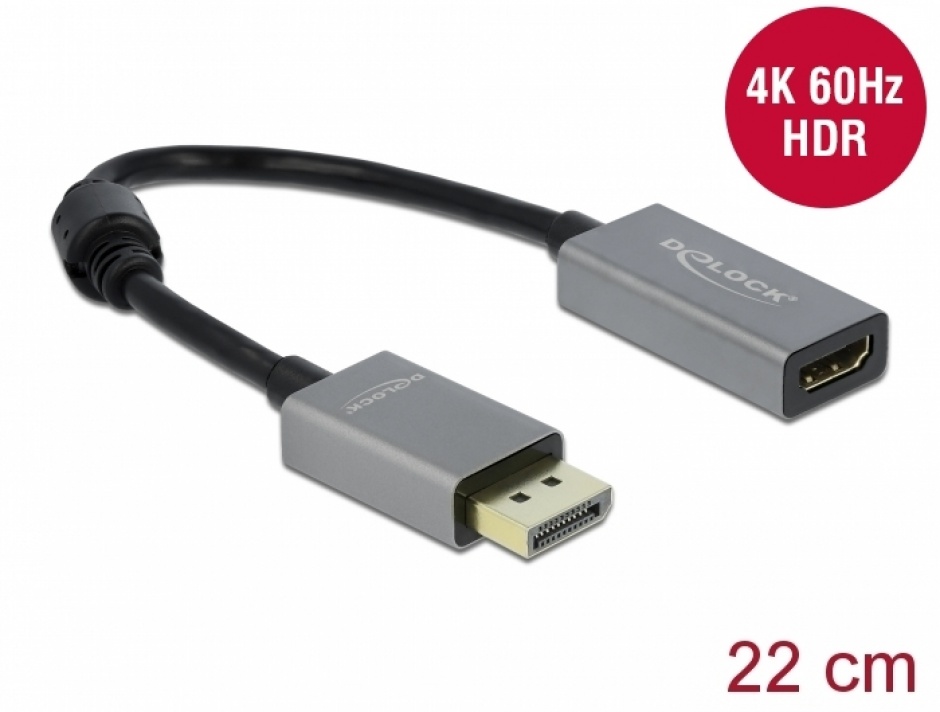 Adaptor DisplayPort 1.4 la HDMI 4K, Delock 66436