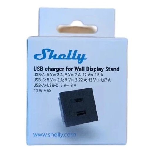 Adaptor USB Shelly Wall Display Negru