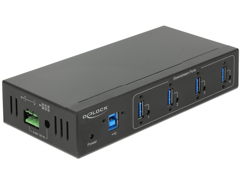 Hub USB 3.0 Industrial Delock, 4 Porturi, Protectie ESD