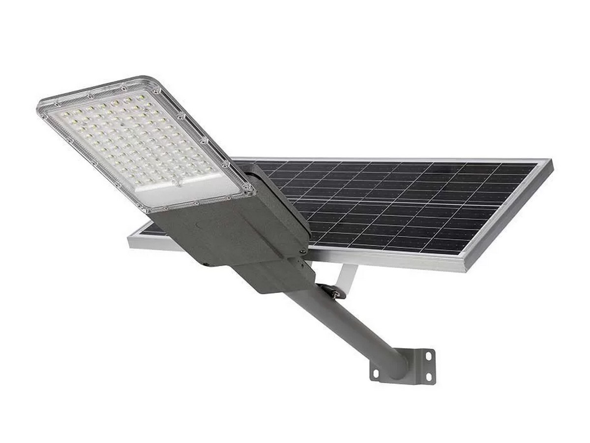 Lampa stradala solara LED V-TAC, 20W, Cip Bridgelux, 6500K, 2500Lm, IP65, Telecomanda, Mod AUTO, Baterie LiFePO4, SKU-10225