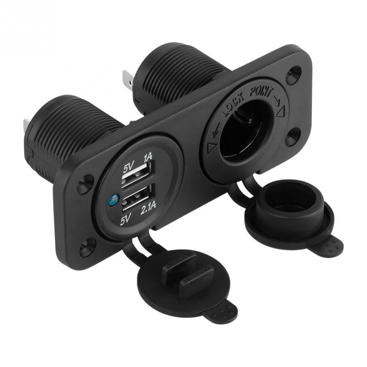 Încărcător Auto USB Dual 3.1A + Mufă Brichetă OEM
