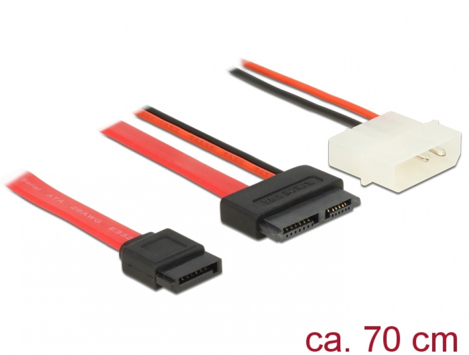Cablu Slim SATA la SATA Delock, 70cm