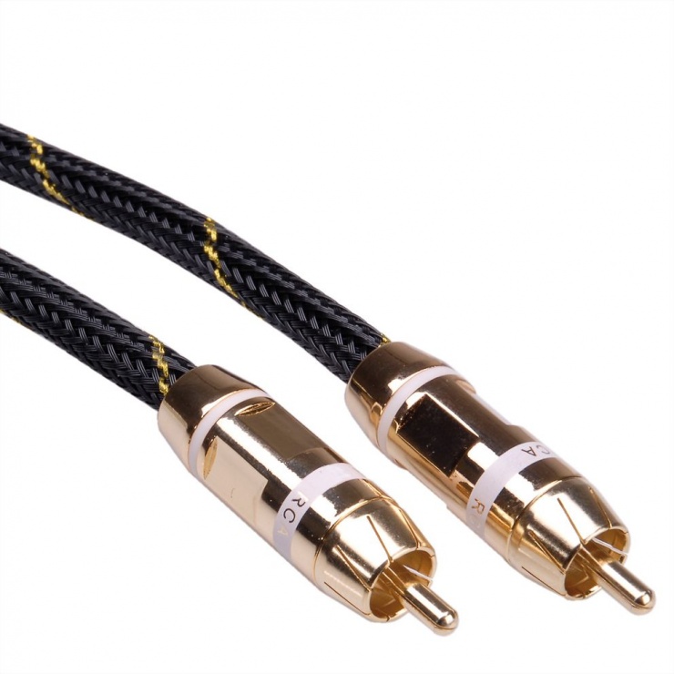 Cablu Audio Roline Gold RCA 5m Alb, Ecranat