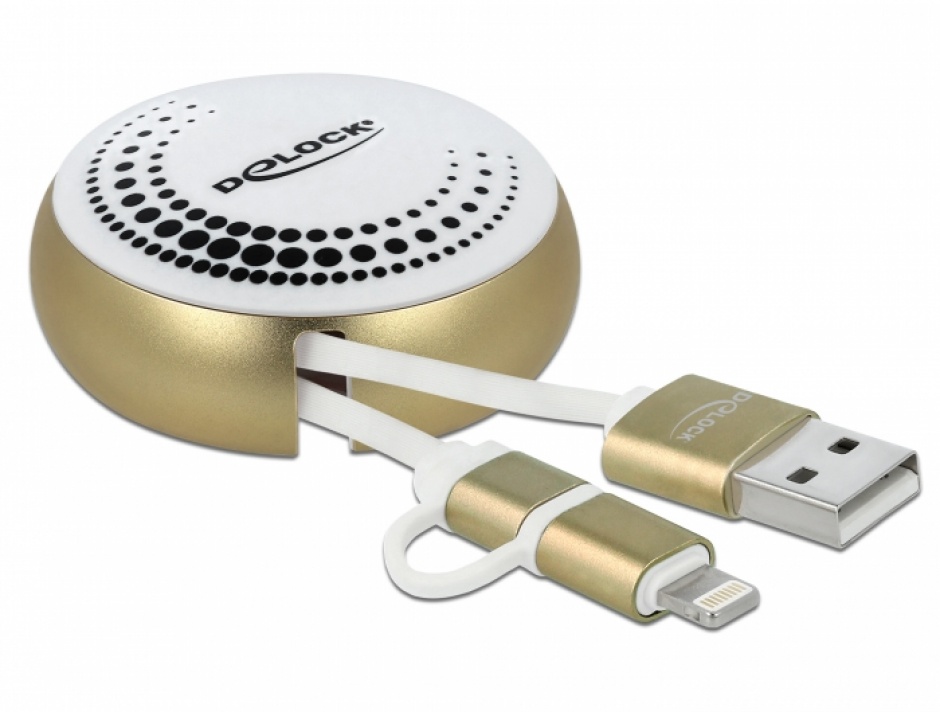 Cablu Delock Retractabil USB-Micro/Lightning