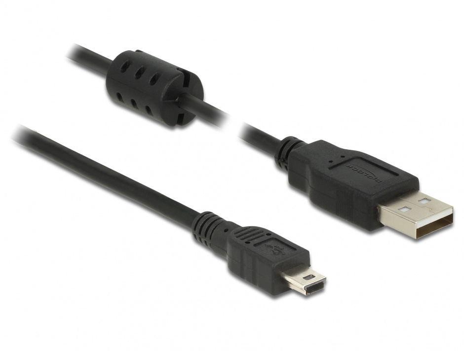 Cablu USB 2.0 la Mini USB 5m, Delock Negru