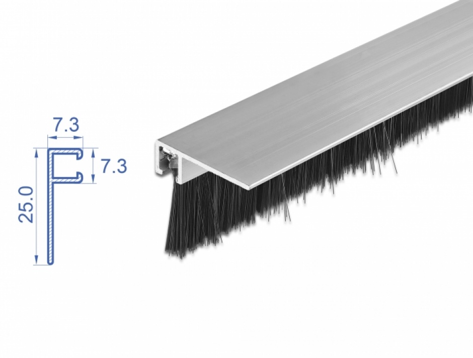Bandă etanșare perii 20mm Delock, Aluminiu 1m