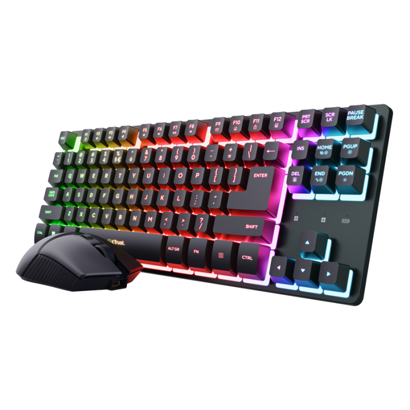Kit Wireless Trust GXT 832 Thado - Tastatura TKL + Mouse 6400 DPI - imagine 1