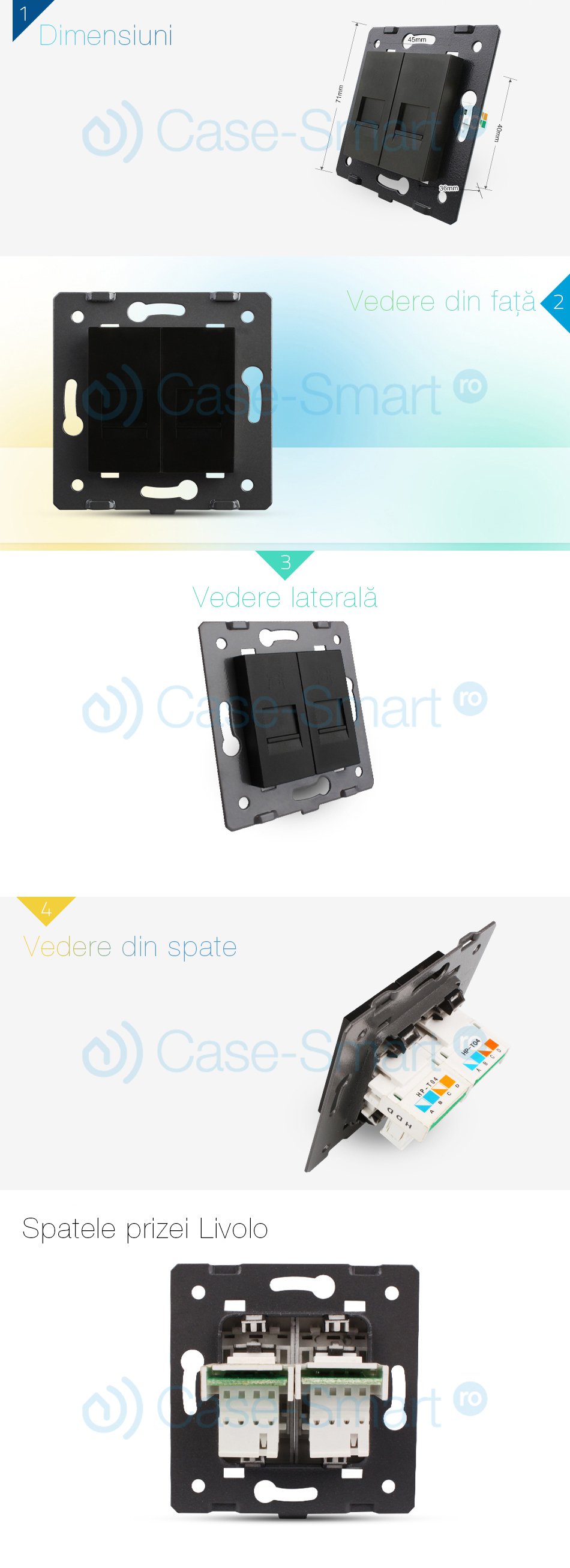 Priză Dublă Telefon Livolo, Touch, Panou Sticlă - imagine 5
