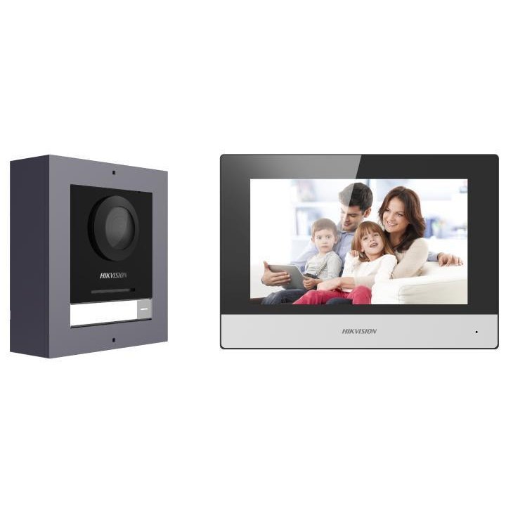Kit Videointerfon IP WiFi Hikvision DS-KIS602(B) 1 familie