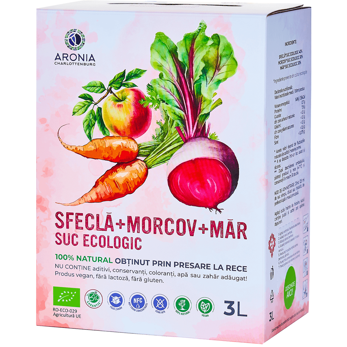 Suc Sfeclă, Morcov, Măr 3L Ecologic Aronia