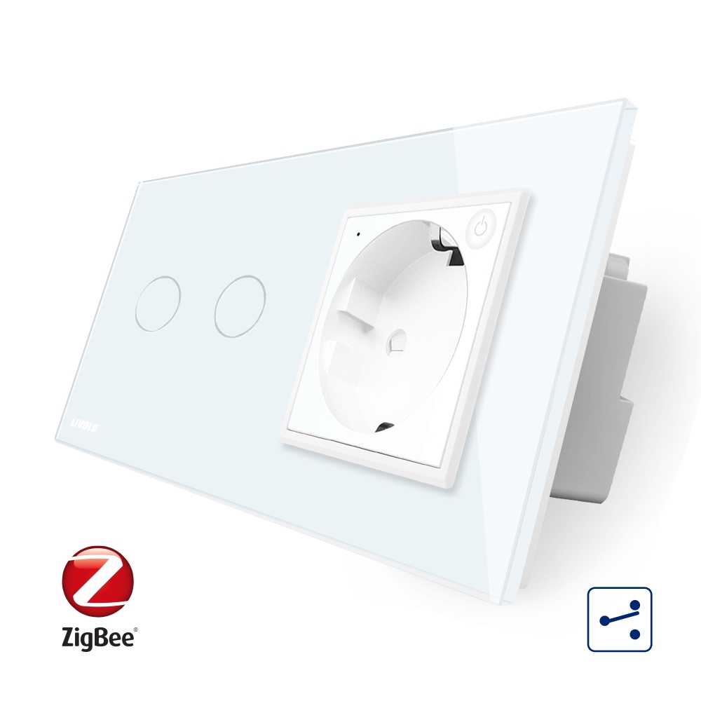 Intrerupator Dublu ZigBee + Priza Livolo, Smart - imagine 1