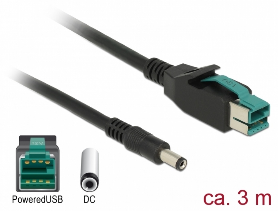 Cablu PoweredUSB 12V Delock 3m pentru POS