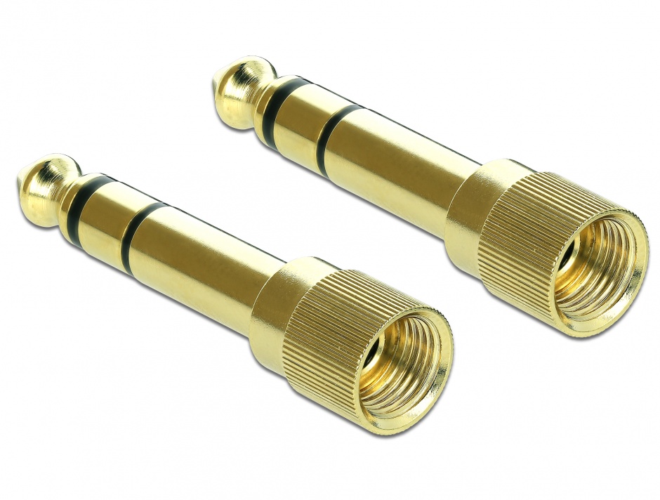 Adaptor Delock 6.35mm la 3.5mm, filetat, Set 2 buc