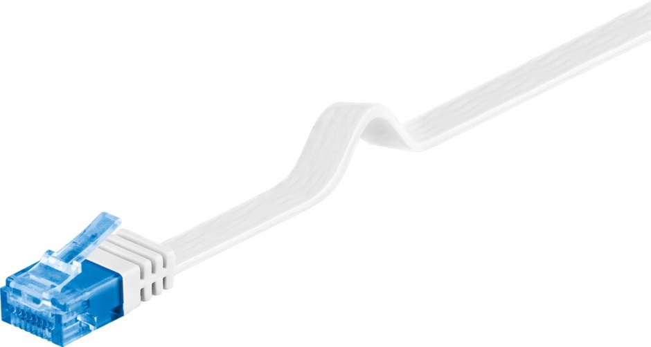 Cablu RJ45 CAT 6A Flat 0.5m Alb Goobay
