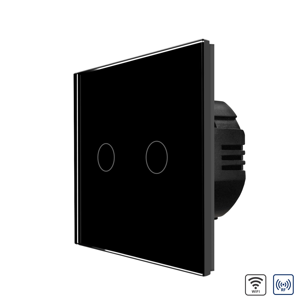 Intrerupator Dublu Wi-Fi + RF433 Touch Sticla LUXION - imagine 5